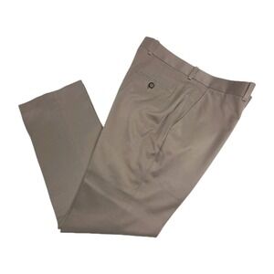 Perry Ellis Premium Cotton 33X30 Tailored Fit Brown Flat Front Pants Mens